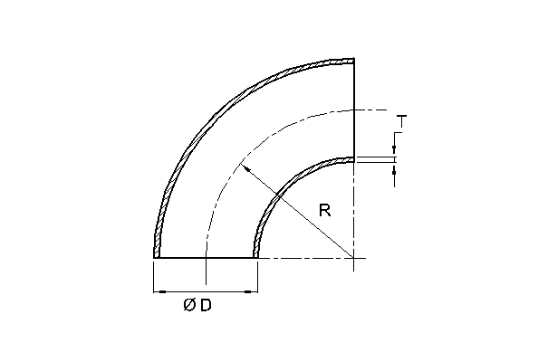 Curva 90º sem soldadura ISO