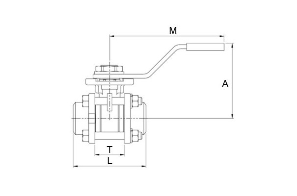 Válvula esfera 3 peças butt weld inox
